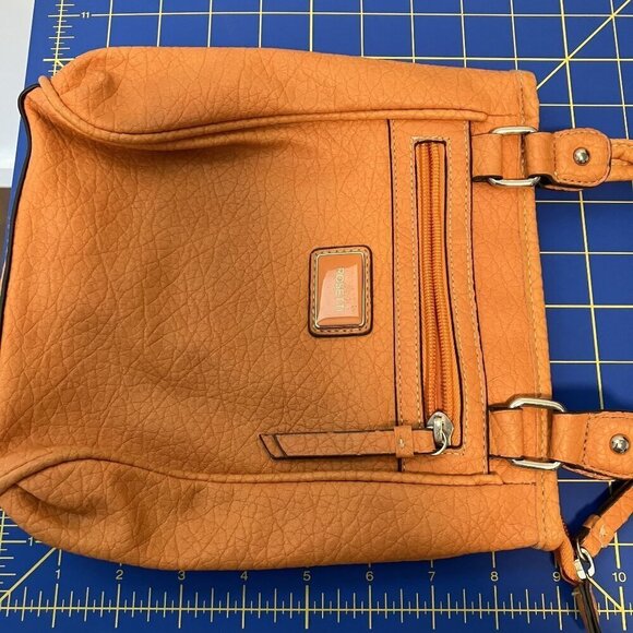 Rosetti Braided Handle Multi-pocket Orange Purse Shoulder Bag - Picture 5 of 10